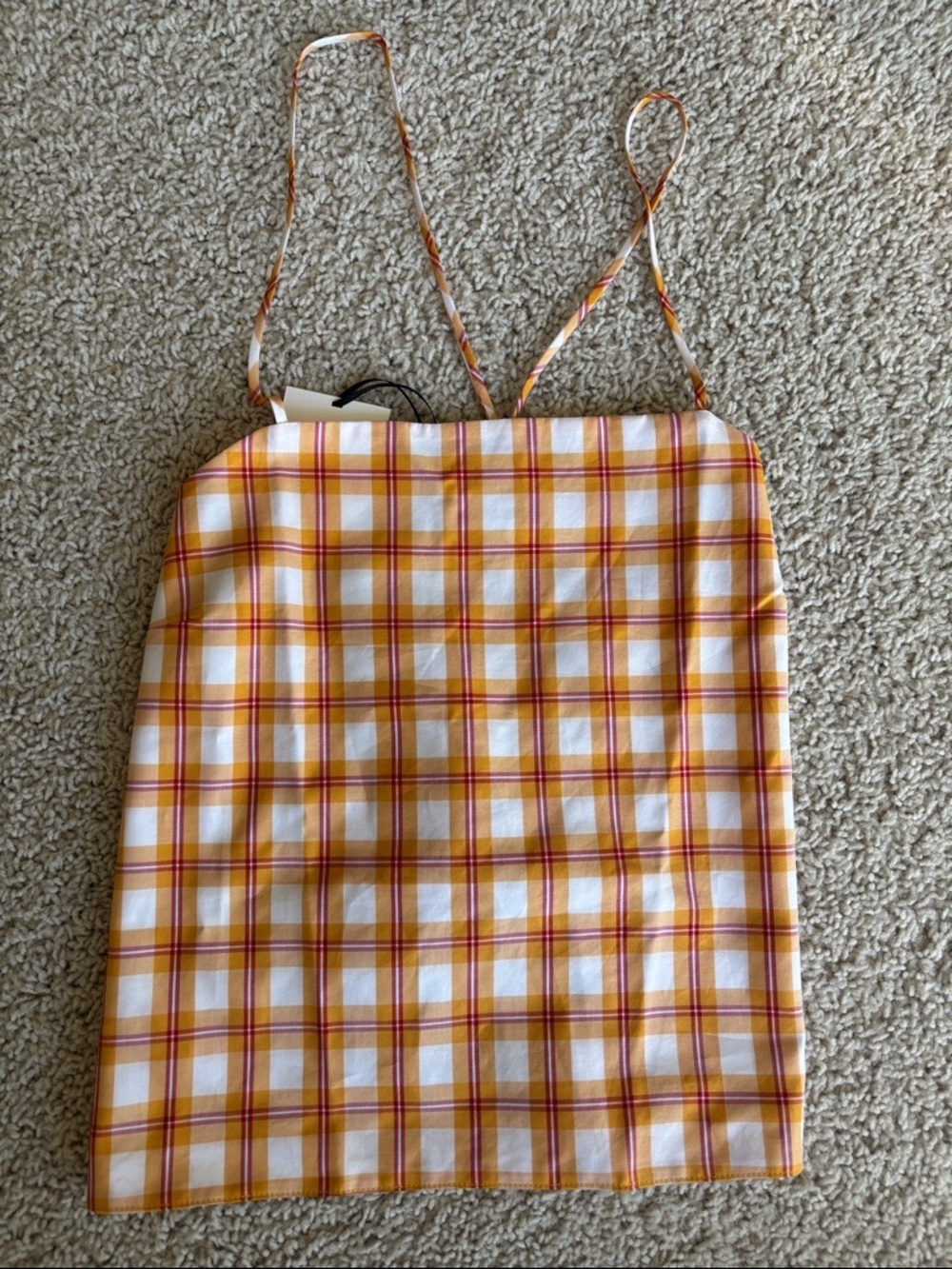 Ammara Orange Plaid Spaghetti Strap Backless Tank Top - Picture 4 of 5